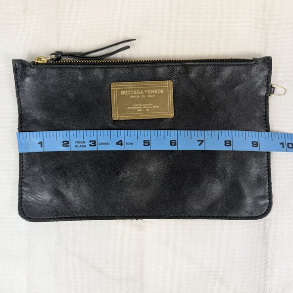 Authentic Bottega Veneta Black Leather Pouch Made in Italy
